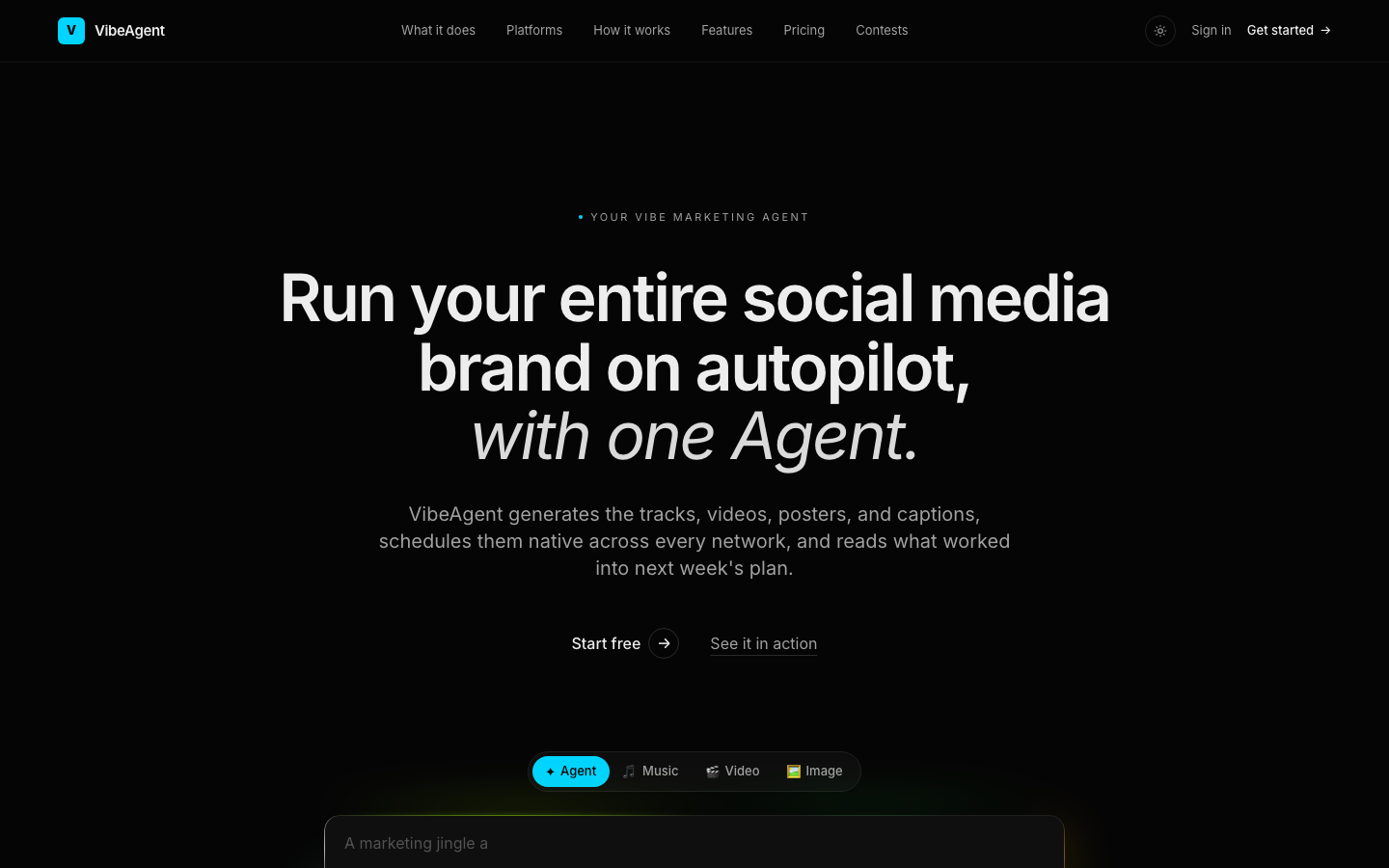 Vibe Agent landing page